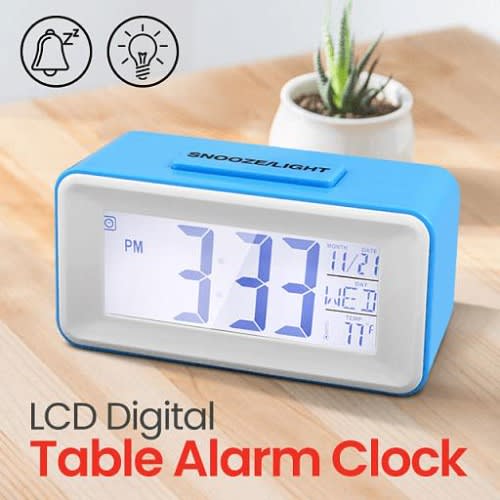 Digital Led Alarm Student Clocks With Week Snooze Thermometer Voice Control Back-light Lcd