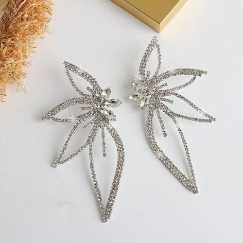 Flower Shape Lady Earrings - Silver