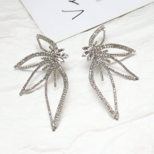 Flower Shape Lady Earrings - Silver