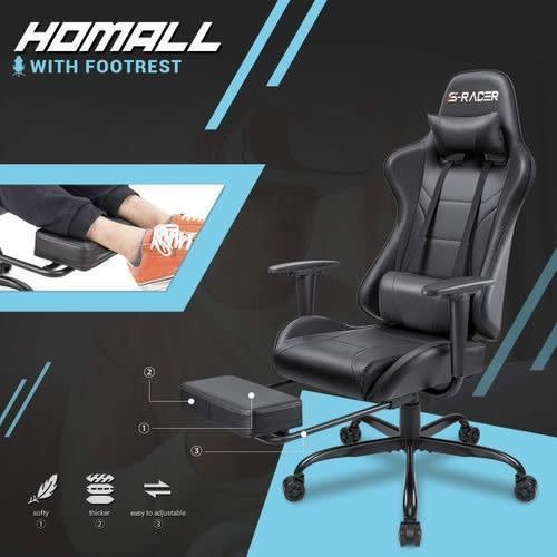Gaming Chair Leather - Office Chair With Footrest