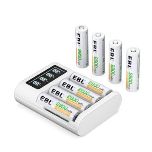 LCD Battery Charger With 2800mAh AA Rechargeable Batteries - 8 Counts
