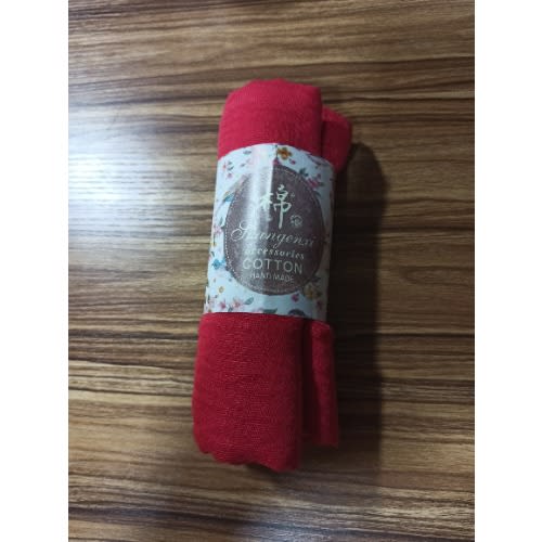 Plain Cotton Handmade Scarf - Red