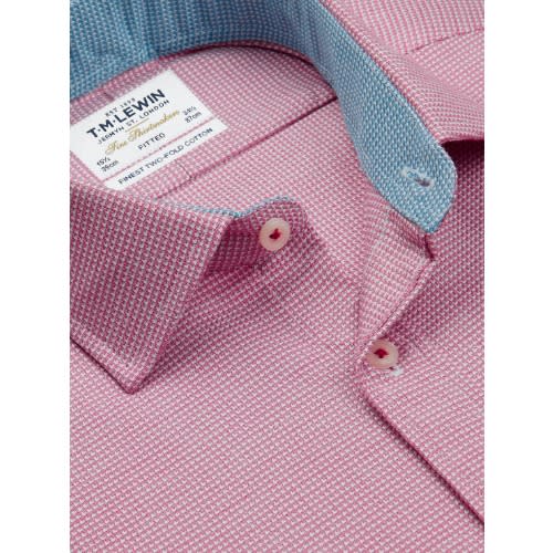 Fitted Magenta Arrow Twill Button Cuff Shirt