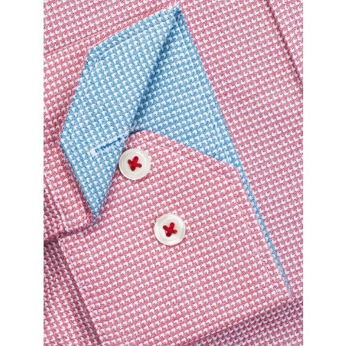 Fitted Magenta Arrow Twill Button Cuff Shirt