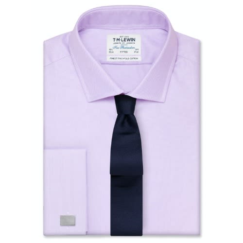 Fitted Lilac Oxford Double Cuff Shirt