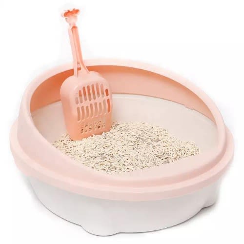 Cat Litter Box -round Semi-closed Inclined - Pink