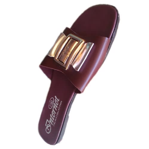 Leather Flat Slippers For Ladies