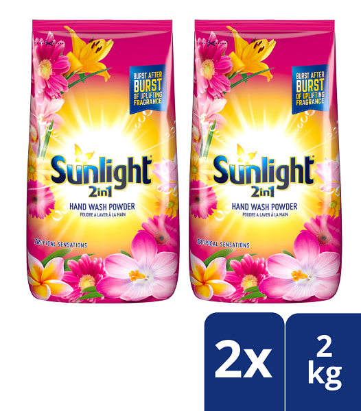 2 In 1 Detergent Powder Tropical Sensations - 2kg Twin Pack