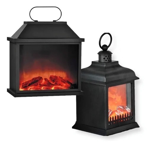 Led Fireplace Lantern - Set Of 2