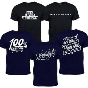 Chrysolite Designs Powerful Words 5-in-1 Tshirt Bundle -navyblue & Black