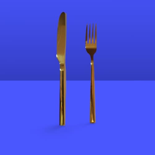 Gold Plated Stainless Steel Fork And Knives - 12pcs