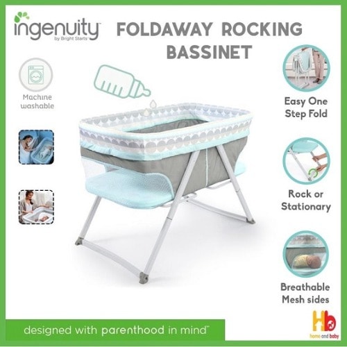 Foldaway Portable Rocking Mobile Baby Bed -Grey