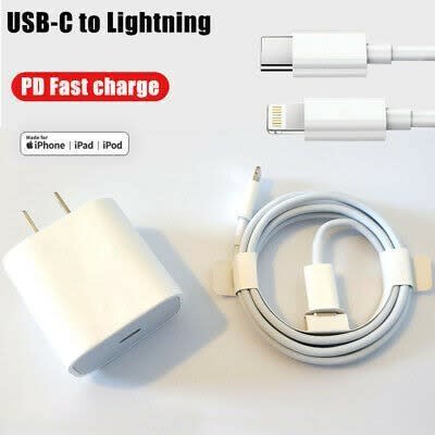USB-C Pd Fast Charger + USB -C Lightning Cable For iPhone