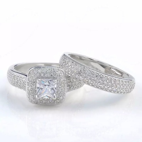 925 Sterling Silver Wedding Ring Set