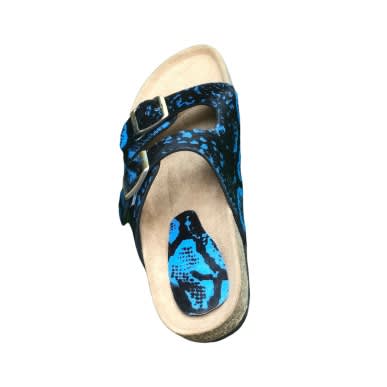 Yomitan - Men Animal Skin Leather Two-buckle Birkenstock Slide - Blue
