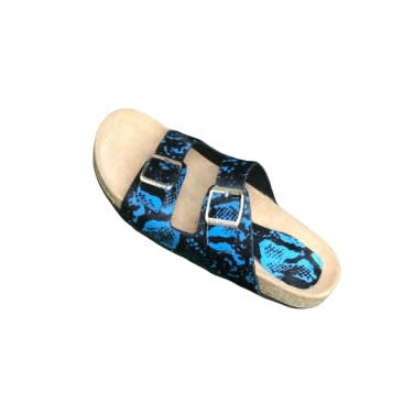Yomitan - Men Animal Skin Leather Two-buckle Birkenstock Slide - Blue