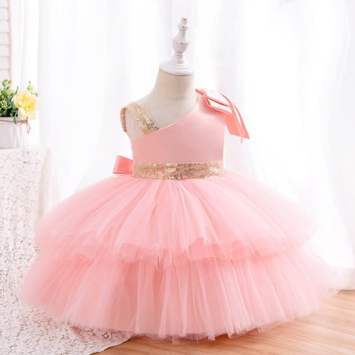 Girl Shoulder Birthday Gown - Peach