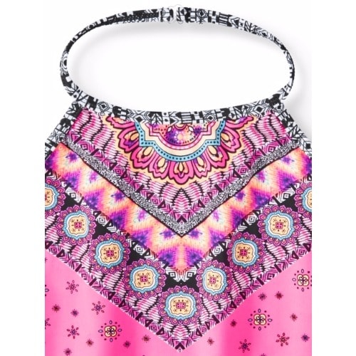 Big Girls' Halter Neck Print Tankini Swimsuit