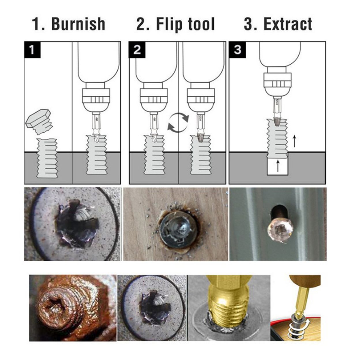 Damaged Screw Extractor Kit Stripped Screw Extractor Set Broken Bolt