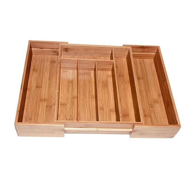 BAMBOO KITCHEN DRAWER ORGANIZER EXPANDABLE SILVERWARE ORGANIZER