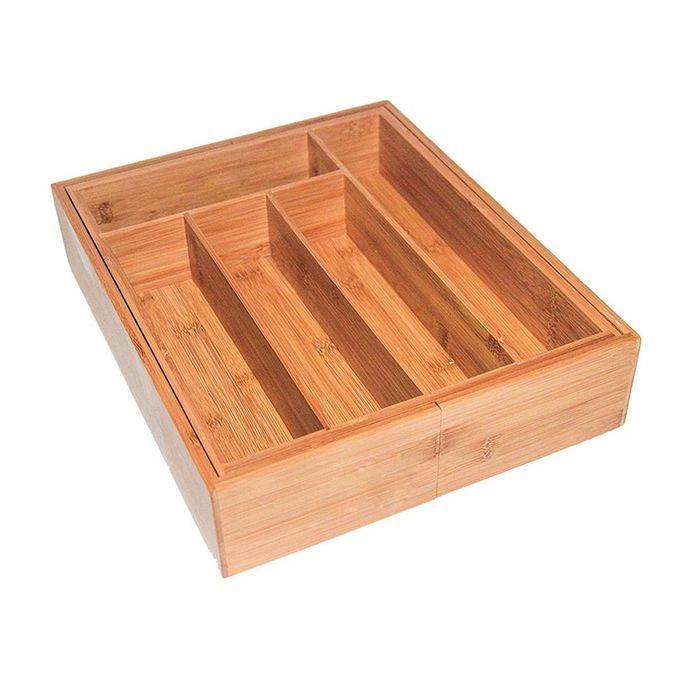 BAMBOO KITCHEN DRAWER ORGANIZER EXPANDABLE SILVERWARE ORGANIZER