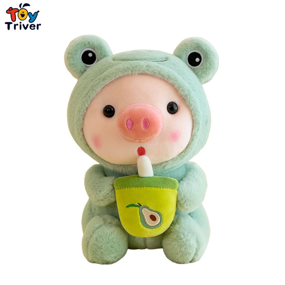 Kawaii Boba Tea Pig Cosplay Frog Bunny Avocado Plush Toys