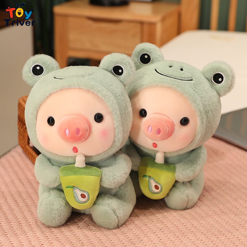 Kawaii Boba Tea Pig Cosplay Frog Bunny Avocado Plush Toys