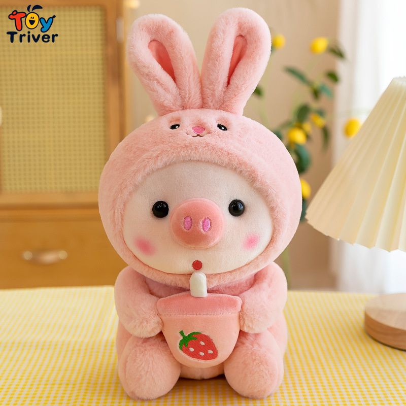 Kawaii Boba Tea Pig Cosplay Frog Bunny Avocado Plush Toys