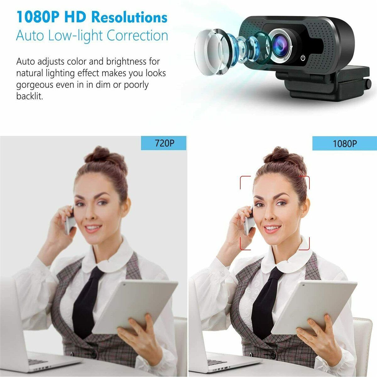 1080P Full HD Webcam Microphone Web Camera For PC Desktop Laptop Live Streaming