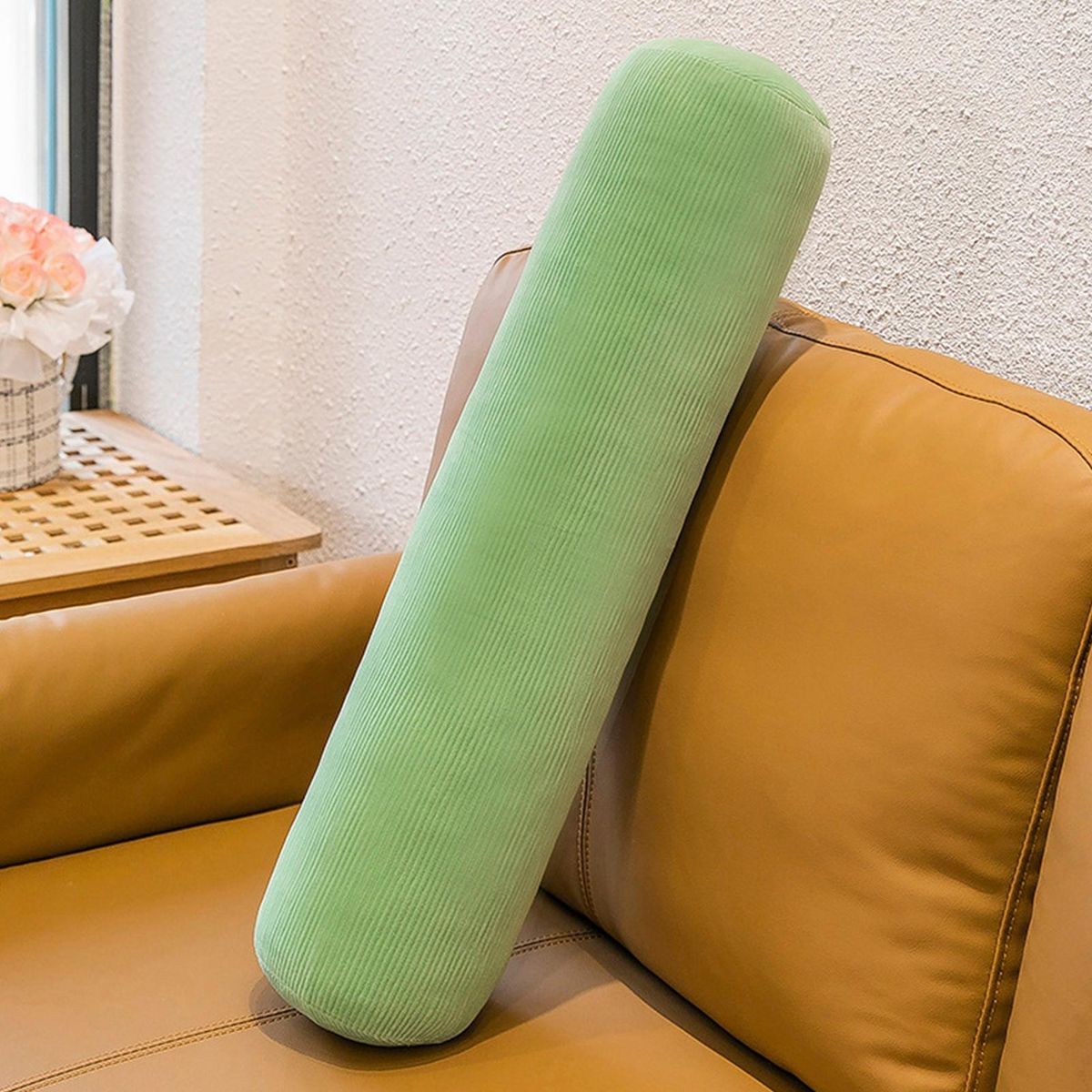 Sofa Plush Cushion Plush Cylindrical Throw Pillow Stuffed Toy Green