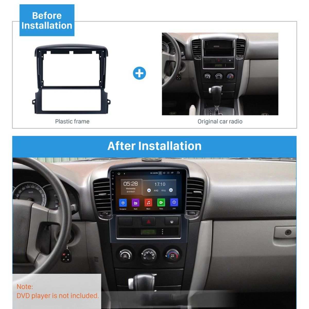 9 Inch Car Fascia for Kia Sorento 2004-2008 2Din Stereo