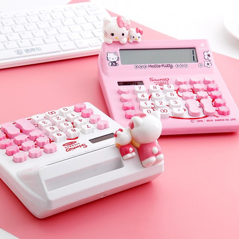 12 Digits Solar Cute Kitty Calculator Solar Clear Calculator With Pen And Notebook Calculated Calculadoras Learn Gifts Blessings