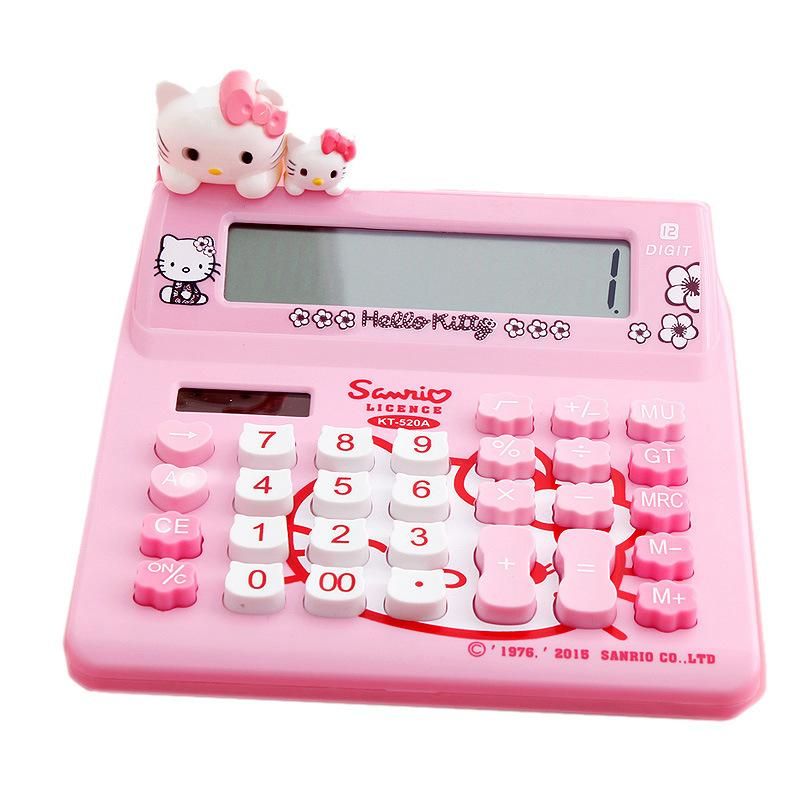 12 Digits Solar Cute Kitty Calculator Solar Clear Calculator With Pen And Notebook Calculated Calculadoras Learn Gifts Blessings