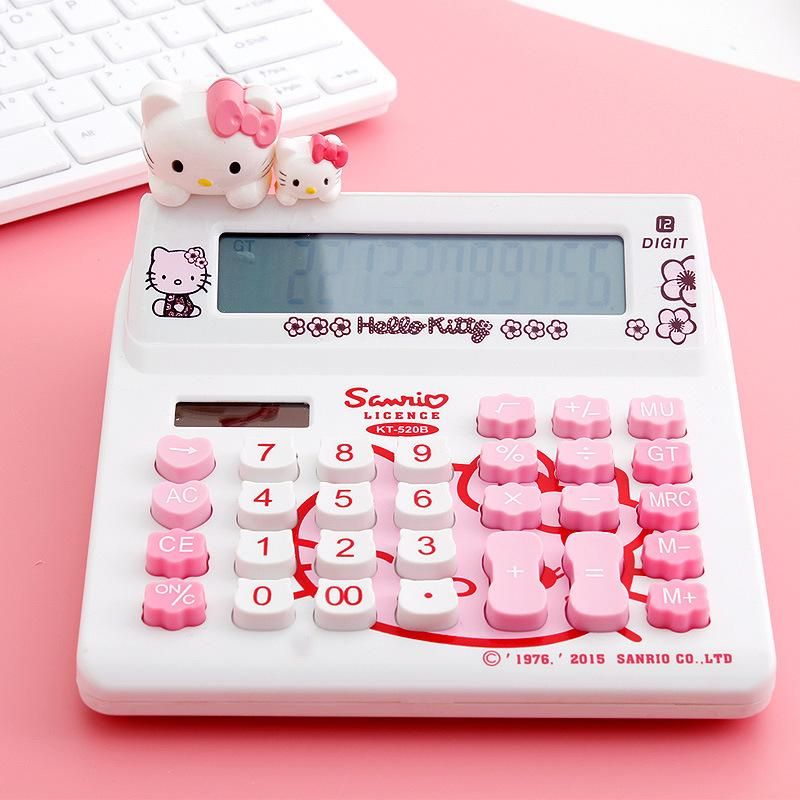 12 Digits Solar Cute Kitty Calculator Solar Clear Calculator With Pen And Notebook Calculated Calculadoras Learn Gifts Blessings