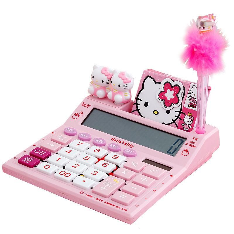 12 Digits Solar Cute Kitty Calculator Solar Clear Calculator With Pen And Notebook Calculated Calculadoras Learn Gifts Blessings