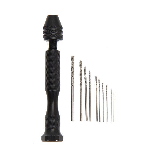 11Pcs Precision Pin Vise Micro Mini Hand Twist Drill Bits