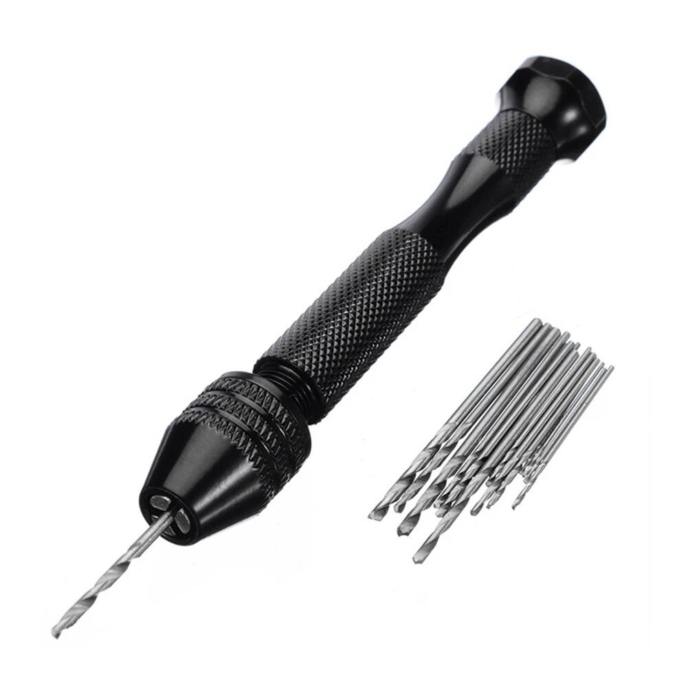 11Pcs Precision Pin Vise Micro Mini Hand Twist Drill Bits