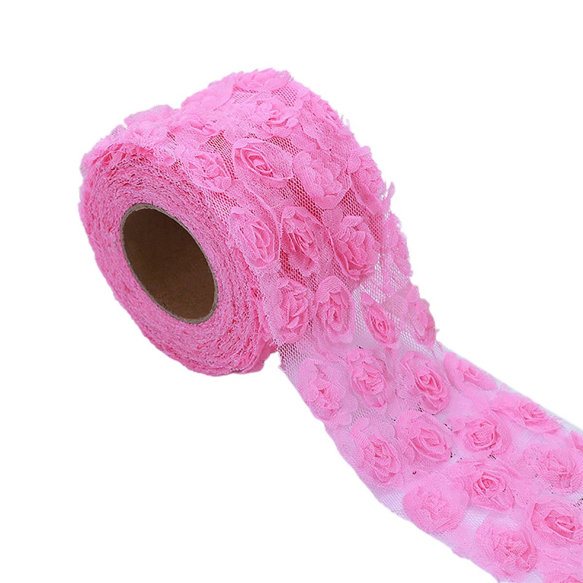 Fabric Ribbon Rolls Gift Wrap Decoration DIY Ribbon Dark Pink