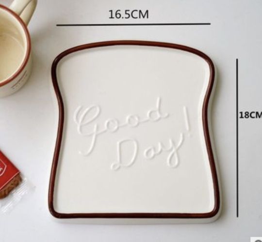 Kitchen Storage Serving Tray Ceramic Plate Toast Bread Shaped Plate Porcelain Salad Dessert Dish Tray For Home Restaurant Cafe