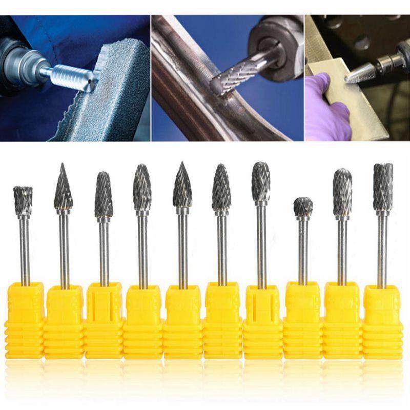 10Pcs 6mm 1/8inch Tungsten Steel Solid Carbide Burrs Die Grinder Rotary Drill Bit Rotary Tool