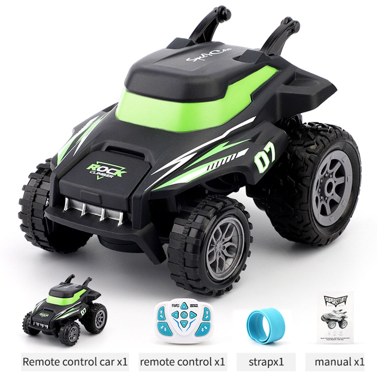 New 2.4GHz Waterproof Stunt Dump Truck With Watch Remote Control Programming Control Remote Control Car Toy Green