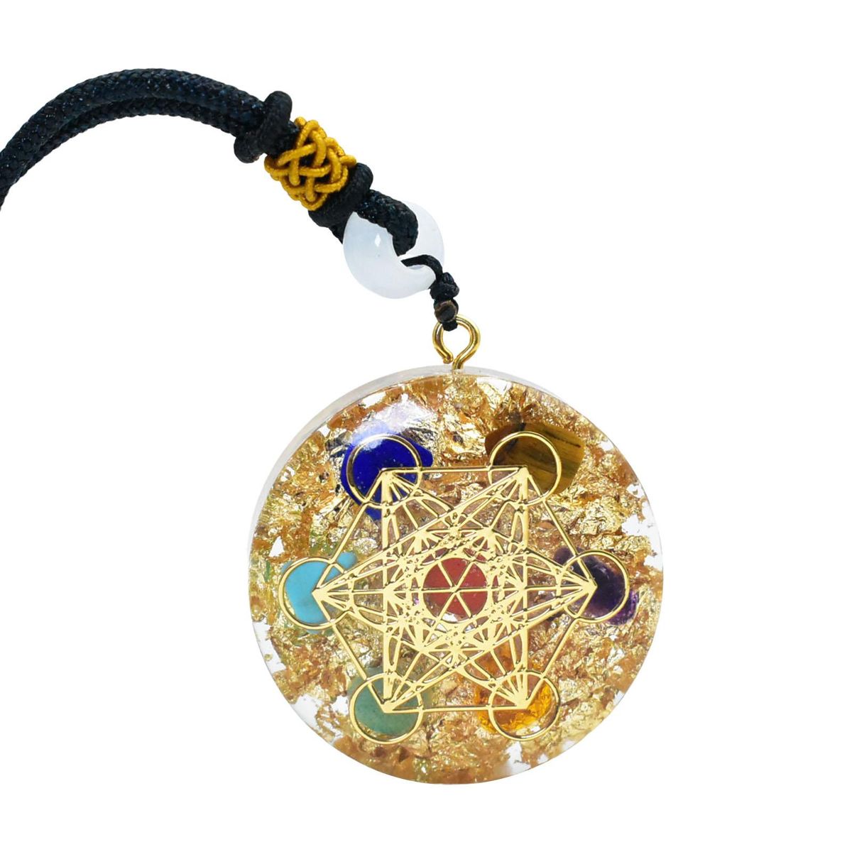 Carved Chakra Pendant Energy Crystal Spiritual Jewelry Reiki Women Men