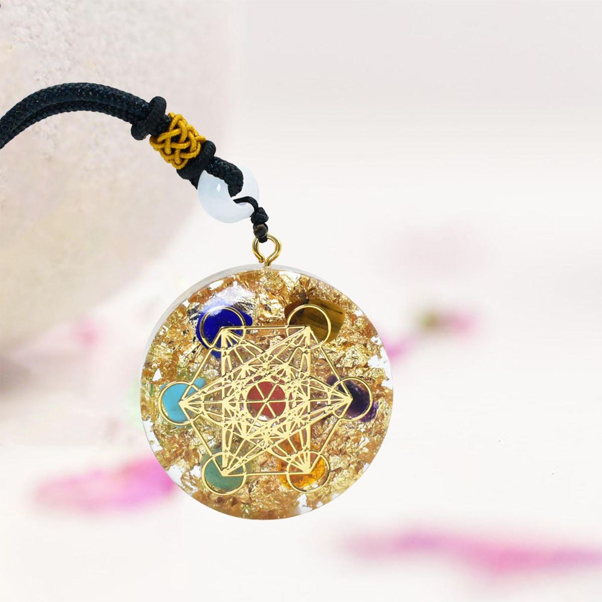 Carved Chakra Pendant Energy Crystal Spiritual Jewelry Reiki Women Men