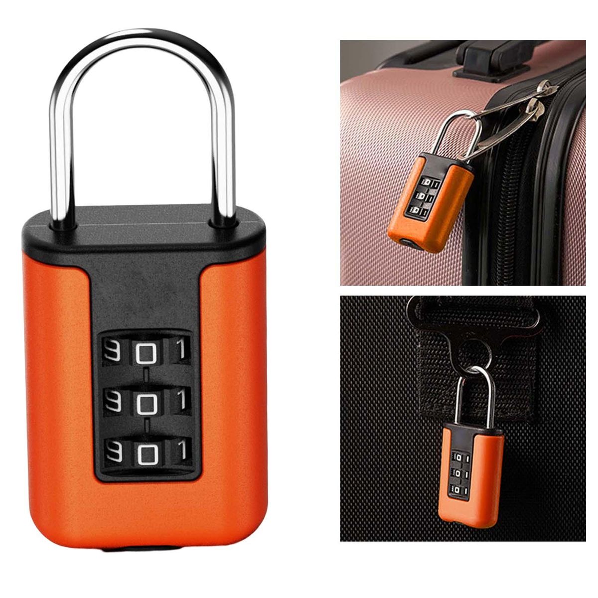3 Digit Combination Lock Customs Code Lock For Bags Orange