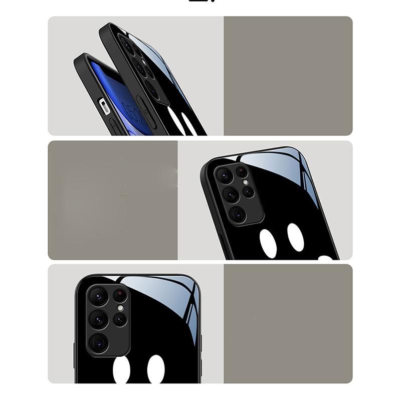 Smile Tempered Glass Case for Samsung Galaxy S22 S21 S20 FE Ultra S10 S9 S8 Plus 5G S10e NOTE 20 10 Lite 9 8 Couple Phone Cover