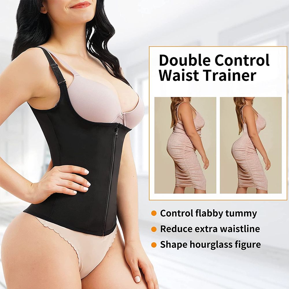 (Black)Women Waist Trainer Slimming Corset Zipper Hook Shapewear Waist Cinche Recovery Belt Fo JIN
