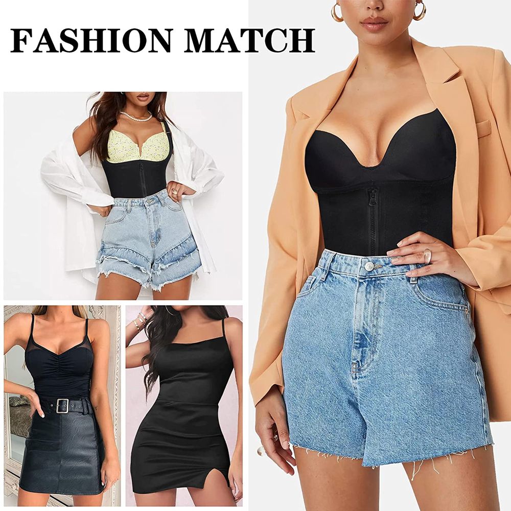 (Black)Women Waist Trainer Slimming Corset Zipper Hook Shapewear Waist Cinche Recovery Belt Fo JIN
