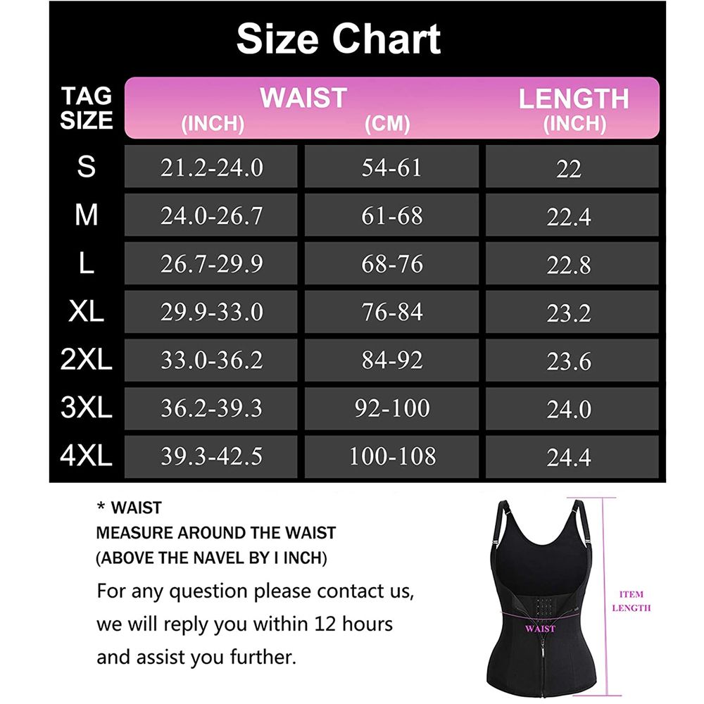 (Black)Women Waist Trainer Slimming Corset Zipper Hook Shapewear Waist Cinche Recovery Belt Fo JIN