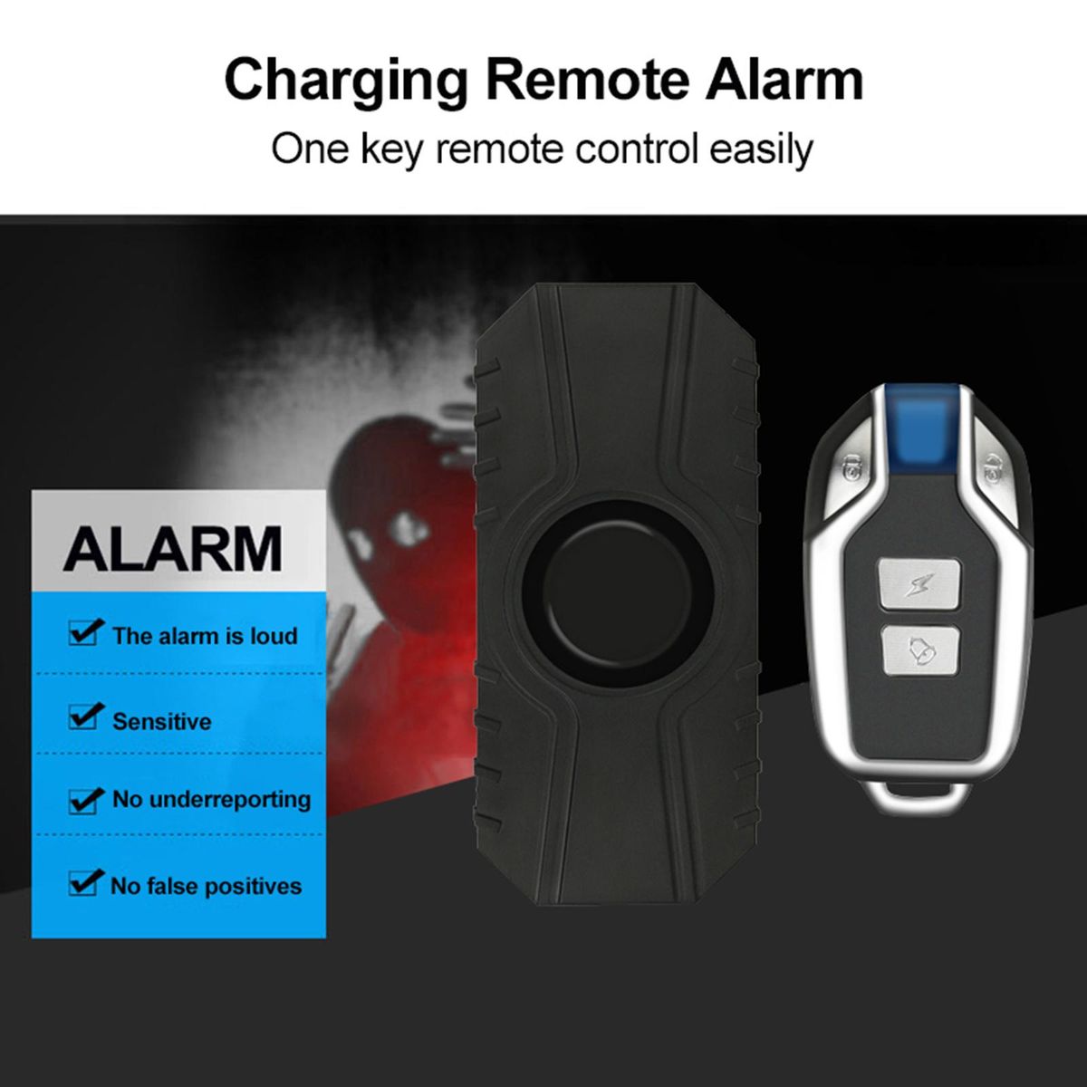 Bike Alarm Loud 113dB Wireless  Waterproof With 1x Remote
