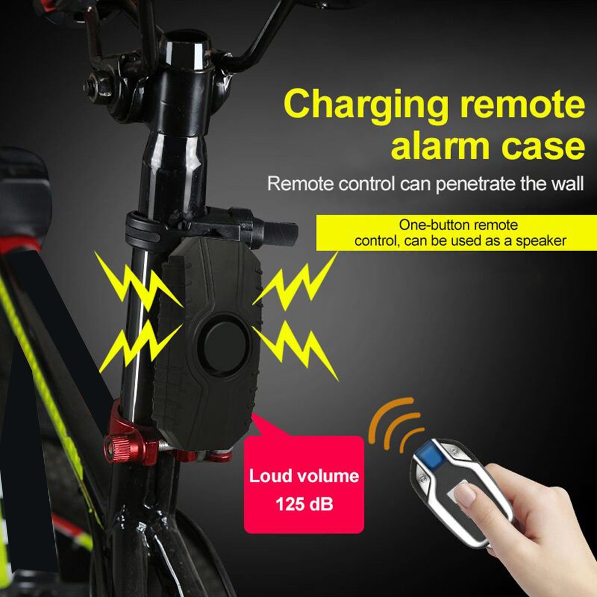 Bike Alarm Loud 113dB Wireless  Waterproof With 1x Remote